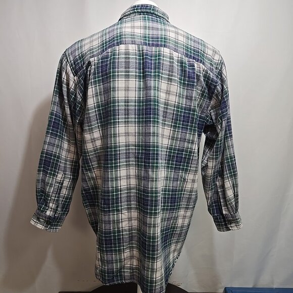 VTG Abercrombie Fitch The Big Shirt Mens Size Medium Plaid Flannel Purple Green - Picture 4 of 9